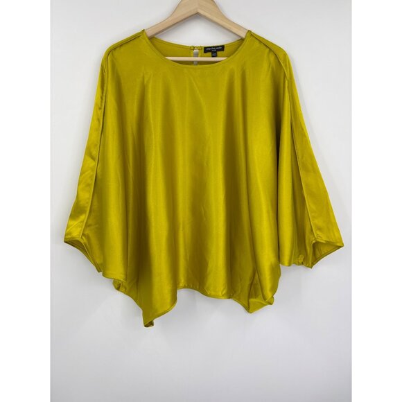 cha cha vente Tops - Cha Cha Vente Satin Dolman Sleeve Blouse Yellow Large NWOT